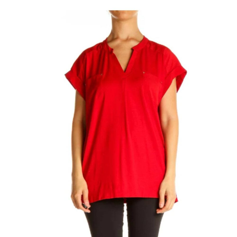 Calvin Klein Red Blouse Short Sleeve L